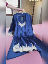 SilkSilky-IT 3/4 Sleeve V Neck Set camicia e vestaglia video 001