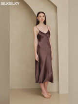 SilkSilky-IT Tirantes Finos Scollo a V Vestiti da donna video 001