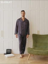 SilkSilky-IT Long Sleeve Lapel Collar Pigiami da uomo video 001