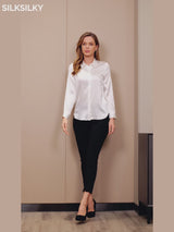 SilkSilky-IT 19Momme Manica lunga Colletto con Revers Camicie da donna video 001