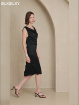 SilkSilky-IT Sleeveless Cowl Neck Vestiti da donna video 001