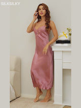 SilkSilky-IT Seta pura Scollo a V profondo Camicia da notte-video-001