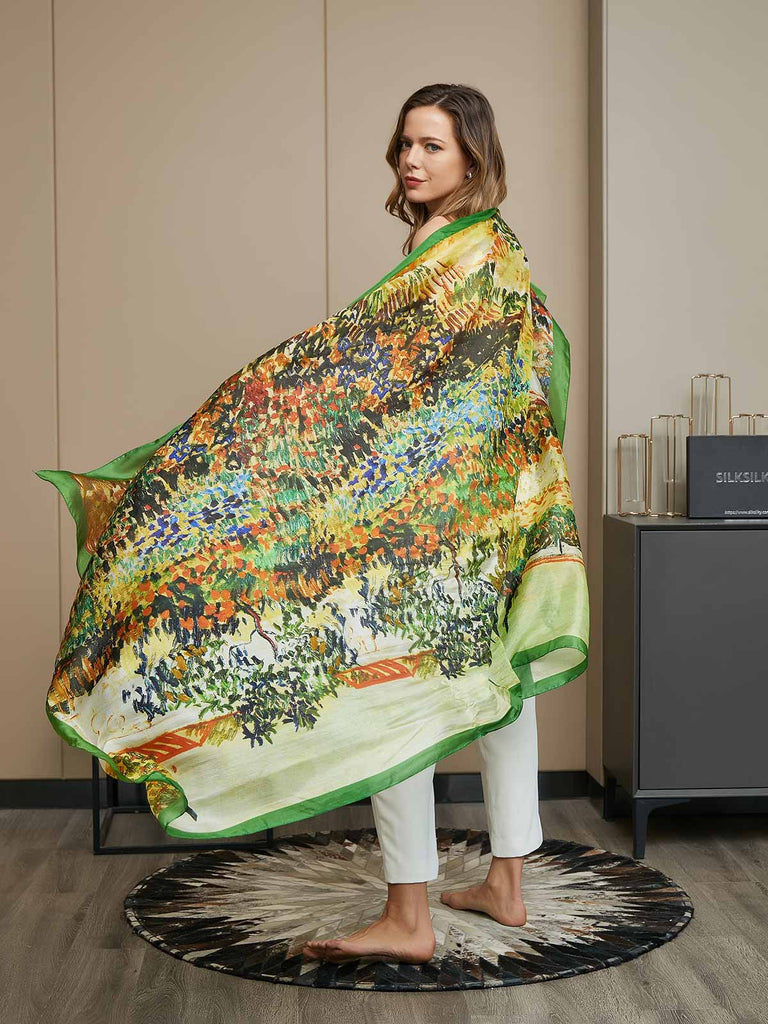 Sciarpa Di Seta Donna Con Ricami - Shawl Elegante Per Hijab O Accessorio - Foto 7