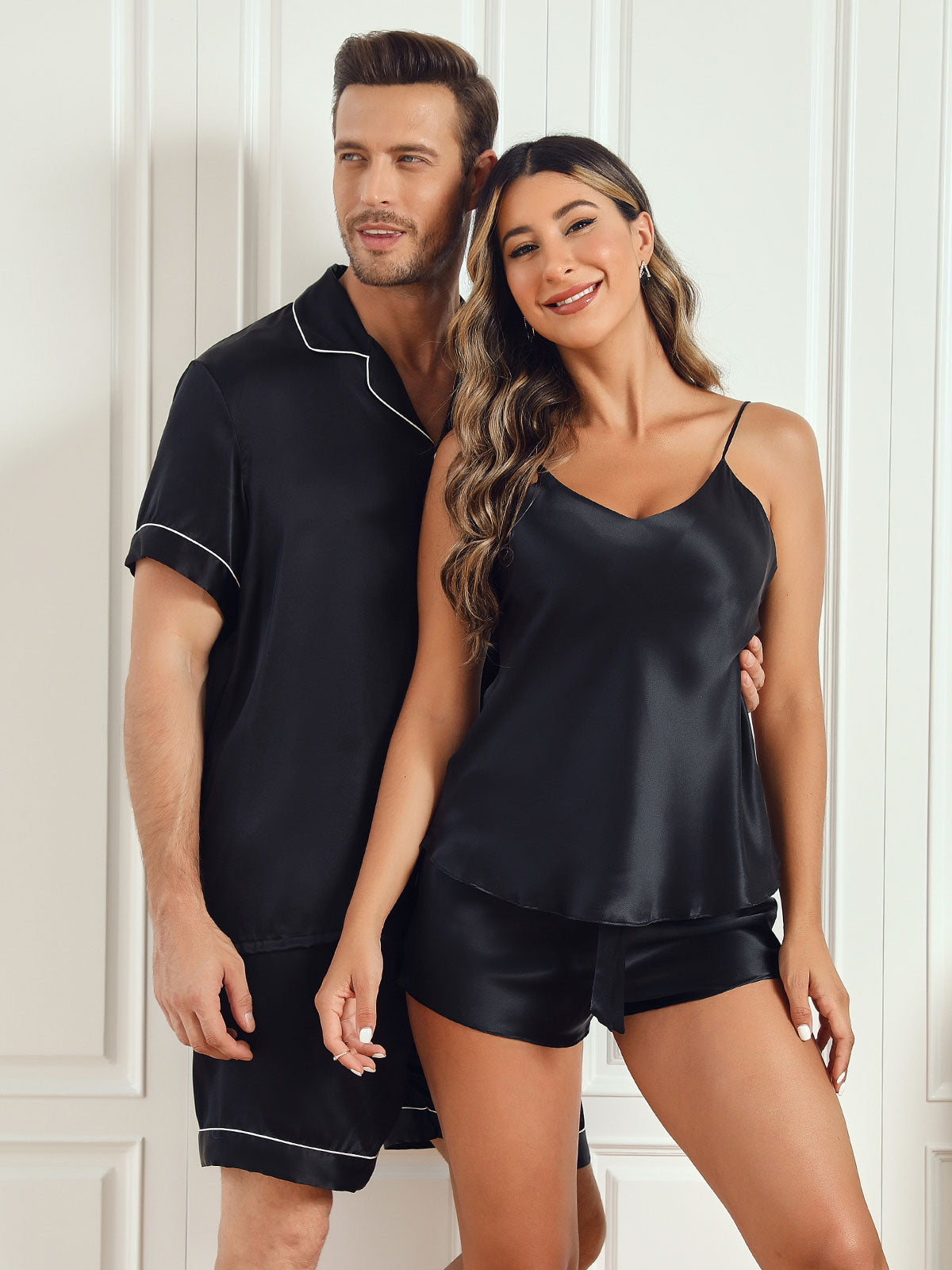 [Nero] SilkSilky-IT Seta pura Maniche Corte Couple 003