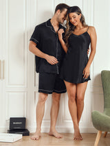 [Nero] SilkSilky-IT Seta pura Maniche Corte Couple 004