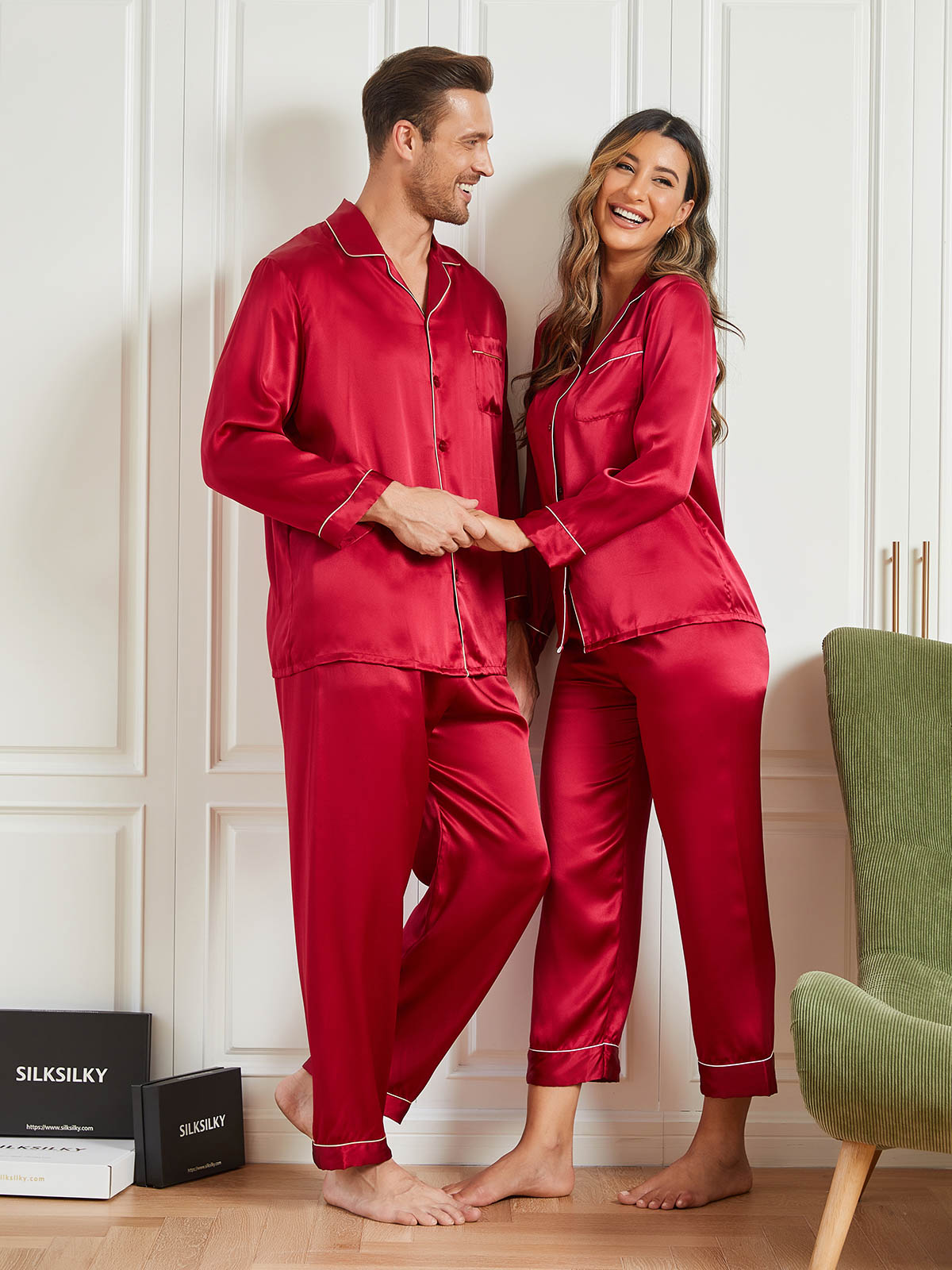 SilkSilky IT Seta pura Manica lunga Couple Vino 004