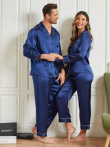[Blu Scuro] SilkSilky-IT Seta pura Manica lunga Couple 003