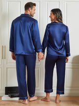 [Blu Scuro] SilkSilky-IT Seta pura Manica lunga Couple 002
