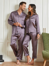 [Grigio Porpora] SilkSilky-IT Seta pura Manica lunga Couple 003