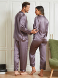 SilkSilky IT Seta pura Manica lunga Couple GrigioPorpora 003