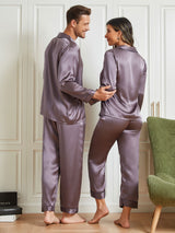 [Grigio Porpora] SilkSilky-IT Seta pura Manica lunga Couple 002