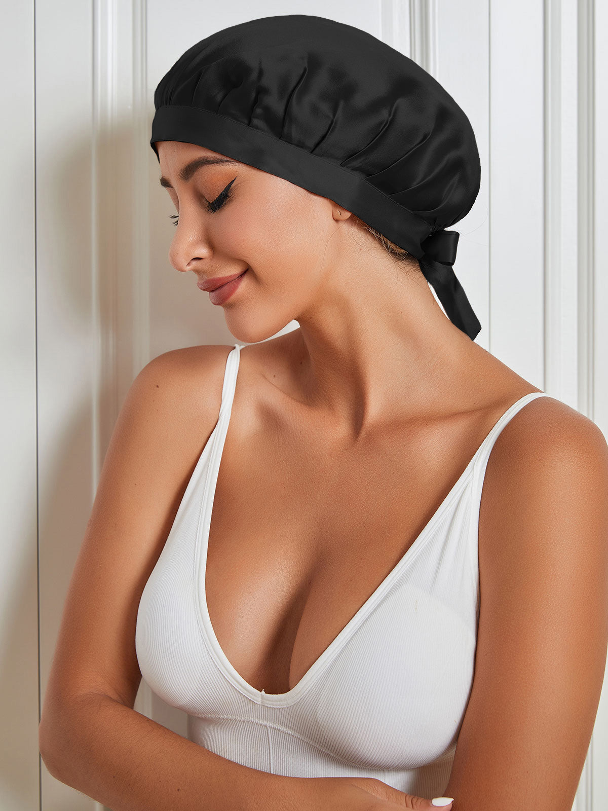 SilkSilky IT Seta pura Sleep Cap Nero 001