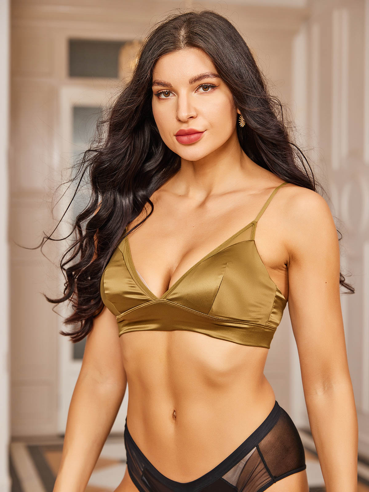 SilkSilky IT Maglia di seta Bra Verde 003