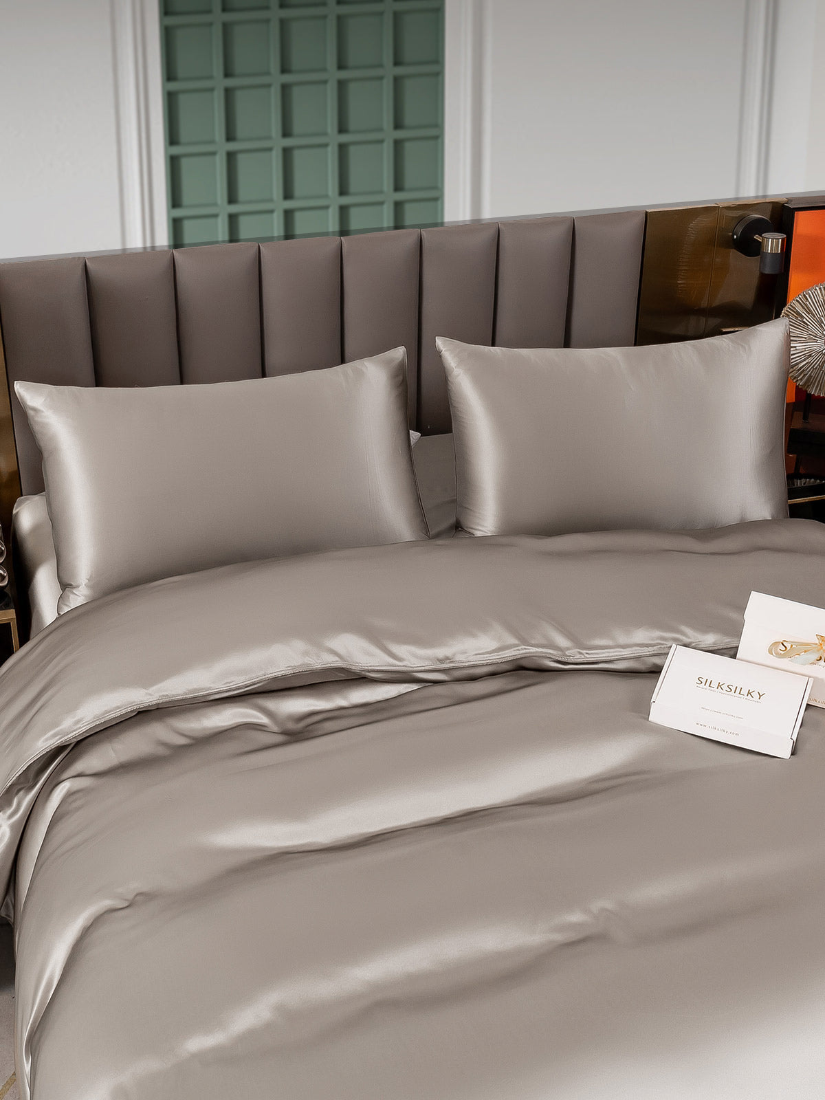 SilkSilky IT 25Momme Seta pura Bedding Set Grigio 005