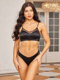 SilkSilky IT Maglia di seta Bra&Panty Set Nero 001