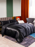 SilkSilky IT 25Momme Seta pura Bedding Set Nero 002