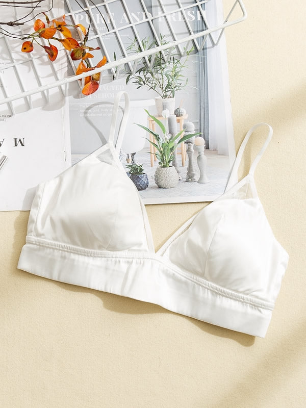 SilkSilky IT Maglia di seta Bra Bianco 005