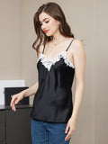 SilkSilky IT Seta pura Senza maniche Collo a V Cami Nero 005