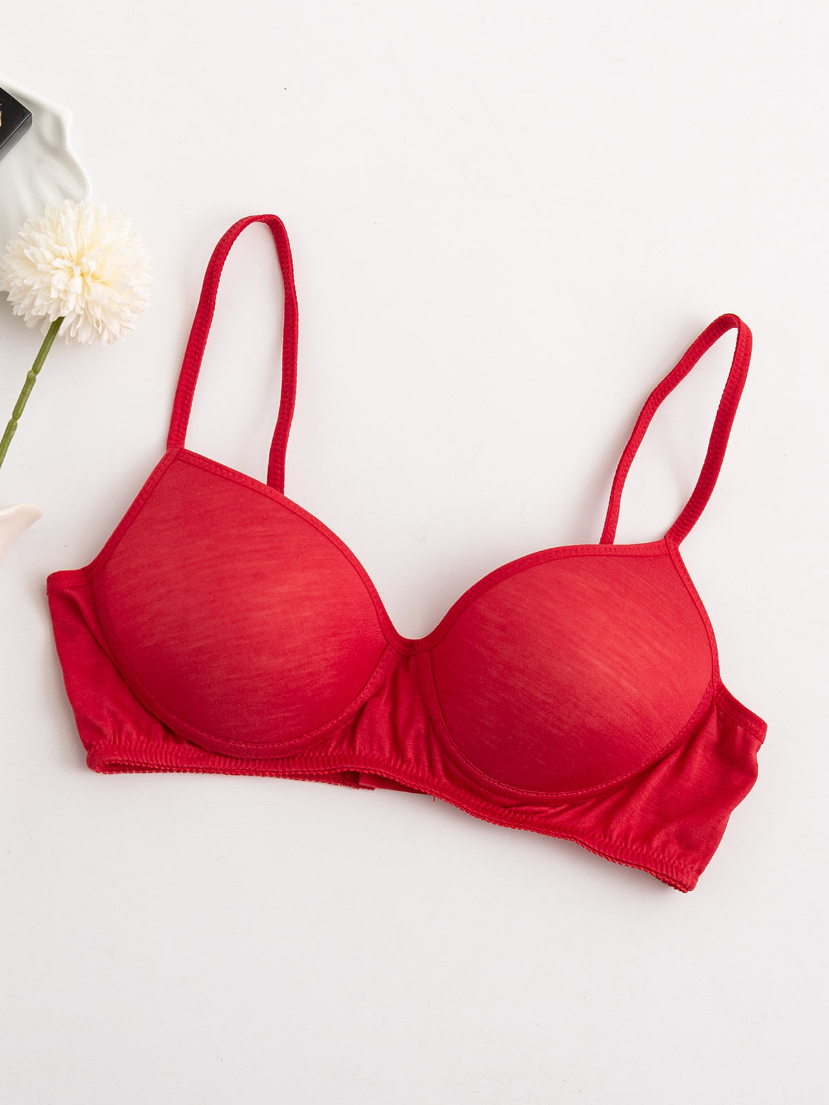 SilkSilky IT Maglia di seta Bra Rosso 006