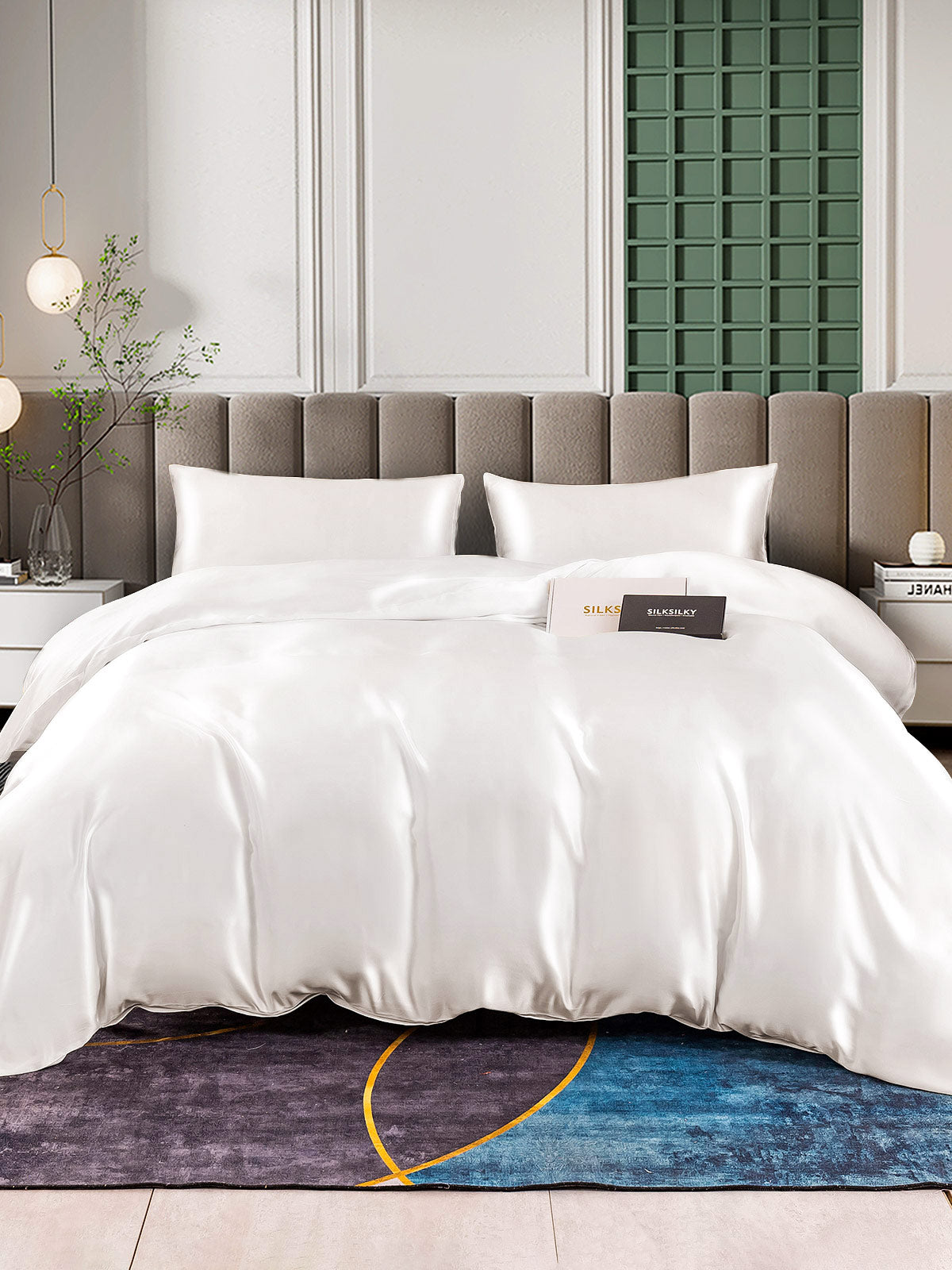 SilkSilky IT 25Momme Seta pura Bedding Set Bianco 001