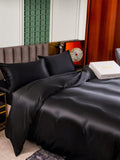 SilkSilky IT 25Momme Seta pura Bedding Set Nero 005