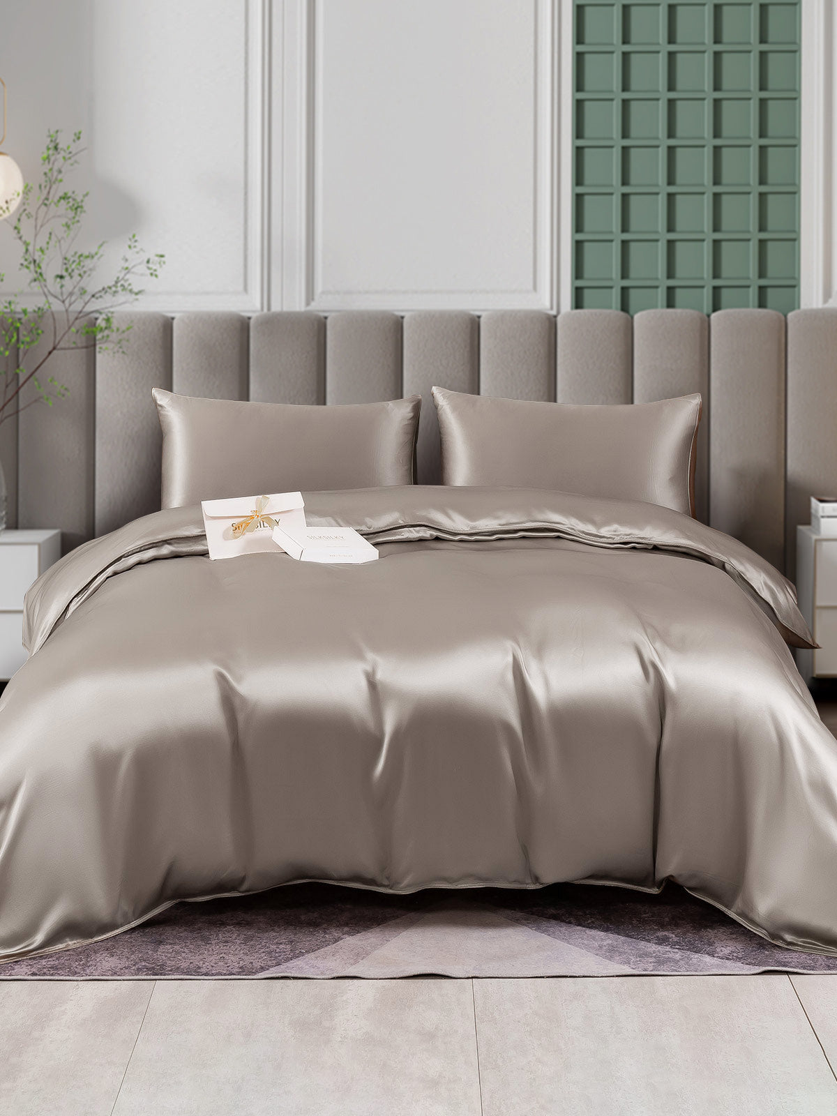 SilkSilky IT 25Momme Seta pura Bedding Set Grigio 001